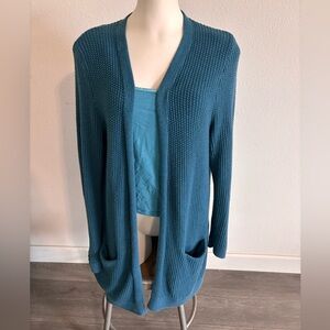 Old Navy Long Teal Cardigan With Pockets